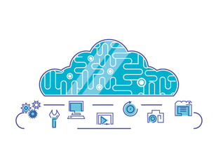 Wall Mural - cloud computing network set icons