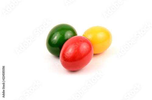Fotografía Colorful of Easter eggs or Paschal eggs on white background with space for text