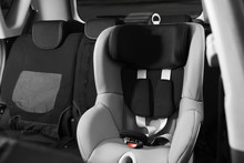 Empty Baby Seat Inside Car. Child Safety