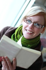 woman with book 