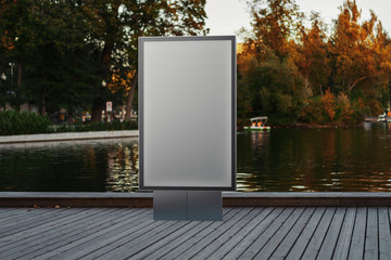 Wall Mural - Blank canvas banner stand at park. Empty billboard advertising. 3d rendering.