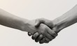 Business agreement handshake on white background. Black and