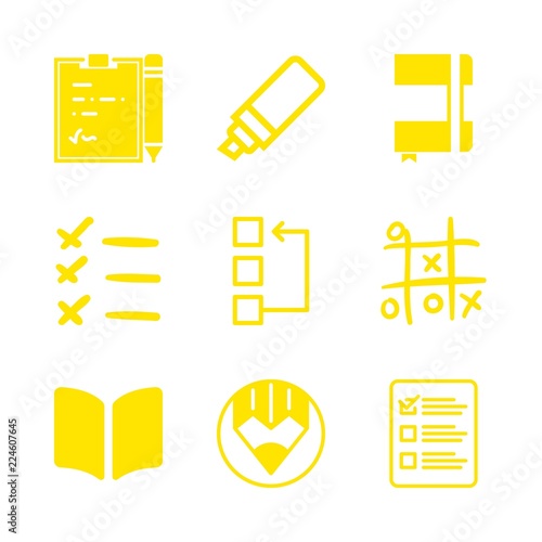 Fotografía 9 pencil icons with tic tac toe hand drawn game and marker in this set