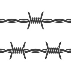 Wall Mural - Barbed wire. Vector on white background. Seamless icon on white background.