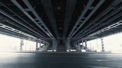 Under bridge construction view, abstract city background