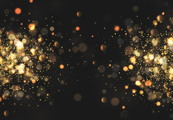 Wall Mural - christmas golden lights. background of bright glow bokeh.