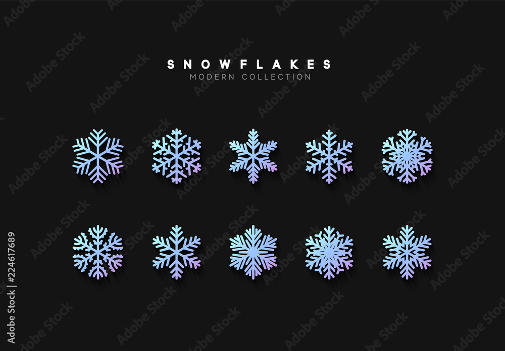 Snowflake Pattern Computer Background Set vector snowflakes. Collection of snowflake winter decoration ...