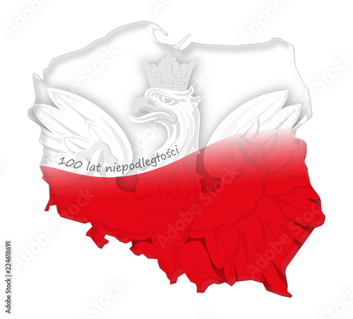Dekoracja na wymiar  100-lat-niepodleglosci-polski-flaga-mapa