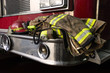 Firefighter helmet on the fire truck