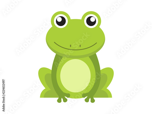 Fotografía Green frog cartoon character isolated on white background