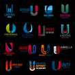 U capital letter corporate identity icons