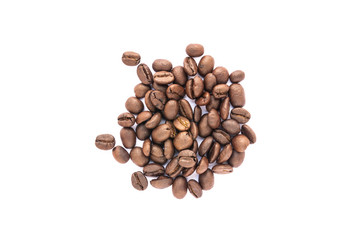 Close up of Coffee beans on white background