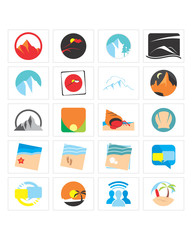 Sticker - mountain beach icon image vector icon logo symbol set