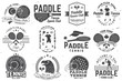 Set of Paddle tennis badge, emblem or sign. Vector illustration. Concept for shirt, print, stamp or tee.