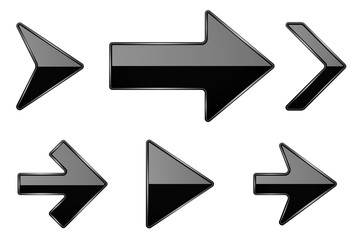 Wall Mural - black arrows. shiny 3d glass icons
