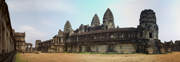 Angkor Watt temple panoramic view in Siem Reap, Cambodia. 