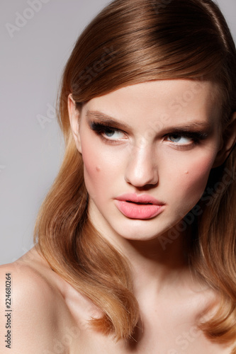 Smoky Eyes Young Teenager Fashion Model With Make Up And Blonde