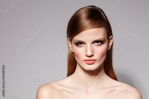 Smoky Eyes Young Teenager Fashion Model With Make Up And Blonde