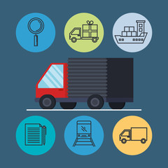 truck with delivery service icons