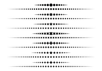 Vector illustration of the pattern of dots, star, plus to be line on white background.