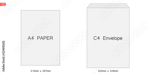 C4 Blank Mockup White Letter Paper Envelope Vector Template Of A4 C4 Blank Mockup White Letter Paper Envelope Vector Template Of A4 A5 C5