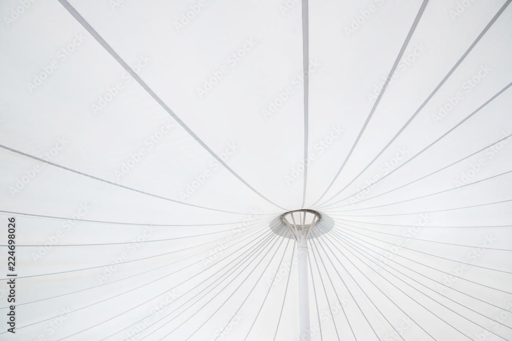 canvas roof and steel structure, white fabric tensile roof - obrazy, fototapety, plakaty 
