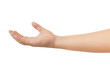 Human hand in reach out one's hand and picking gesture isolate on white background with clipping path