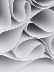 Wall Mural - 3d render, paper waves background, modern minimal mockup, white wavy folds