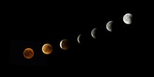 Blood Moon Steps Out Of Earth's Shadow, Total Lunar Eclipse On 27.7.2018, Munich, Germany, Europe