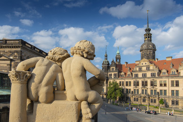 Wall Mural - View of Dresden Castle from the balustrade of Zwinger, Dresden Germany.