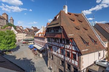 Wall Mural - Old town, view from a defence wall to the Albrecht Durer House, Middle Franconia, Bavaria, Germany.