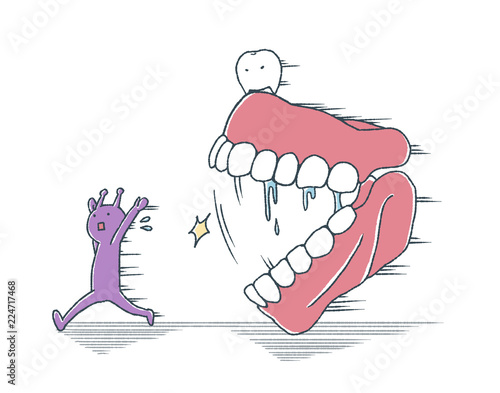 ゆるい虫歯菌は入れ歯に追いかけられる Stock イラスト Adobe Stock