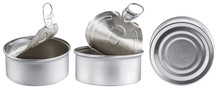 Three Tin Cans. File Contains Clipping Path.