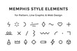 Memphis style elements. Set of memphis design elements, line graphic design, template for pattern, line graphic, web design. Colorful collection geometric graphic. Vector Illustration