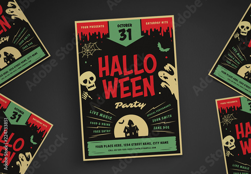Retro Halloween Party Flyer Layout Buy This Stock Template And Explore Similar Templates At Adobe Stock Adobe Stock