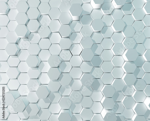 Abstract White Hexagon Pattern Blocks Wall Background Buy This