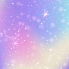 Wall Mural - fairy background with rainbow mesh. colorful universe banner in princess colors. fantasy gradient ba