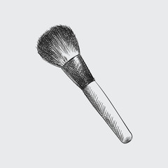 Detailed Cosmetic brush sketch isolated on white background. Hand drawn make-up, cosmetics elements vector illustration.