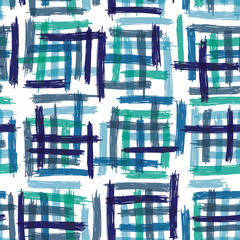 Wall Mural - Seamless pattern design with sloppy doodle stripe blocks