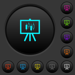 Sticker - Presentation table with candlestick chart dark push buttons with color icons