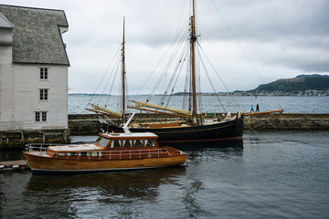 Poster - View of Alesund town and port, More og Romsdal , on the west coast of Norway, at the entrance to the Geirangerfjord,  renowned for its beautiful Art Nouveau buildings.