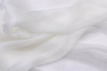 Wall Mural - Silk fabric, white chiffon striped