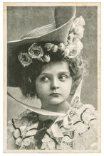 Little Girl In Vintage Dress Old Portrait Picture