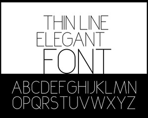 Aufkleber - Set of thin vector letters. Thin line elegant font.