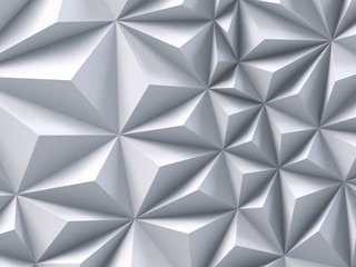 3d abstract white faceted background, architectural texture, geometrical triangular shapes, polygonal structure