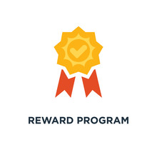 Reward Program Icon. Winner Cup, Earn Points, Medal Concept Symbol Design, First Place Bowl, Game Trophy, Win Super Prize, Achievement And Accomplishment Vector Illustration