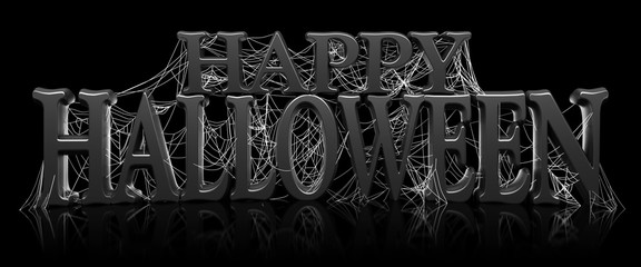 Wall Mural - happy halloween covered in spider webs