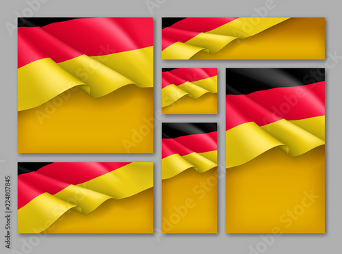 Germany Republic Patriotic Festive Banners Set Realistic Waving