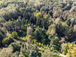 walking path in autumnal park. beautiful landscape with colorful bright autumn trees. aerial photo