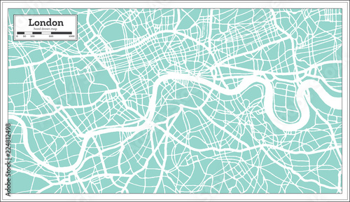 Fotografía London England City Map in Retro Style. Outline Map.